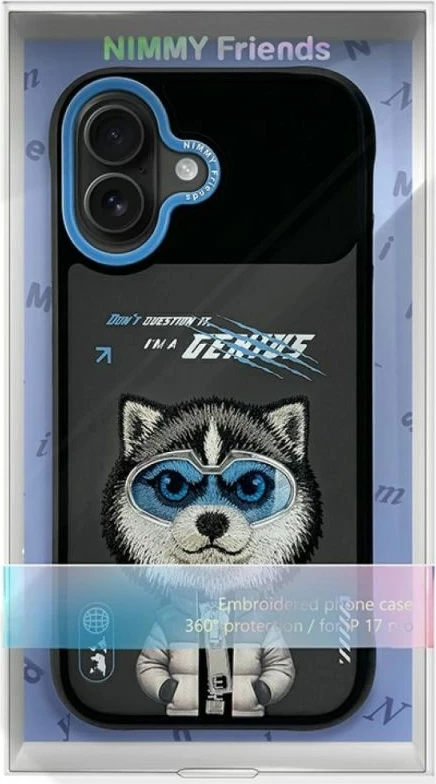 Kapak telefoni Nimmy Cool&Cute 2.0 Wolf për iPhone 17, i zi