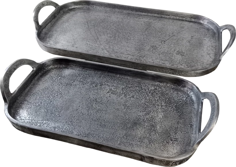 Set tabakash KIRAT, 2 copë, alumin, ngjyrë argjendi antike, 46x23x5cm