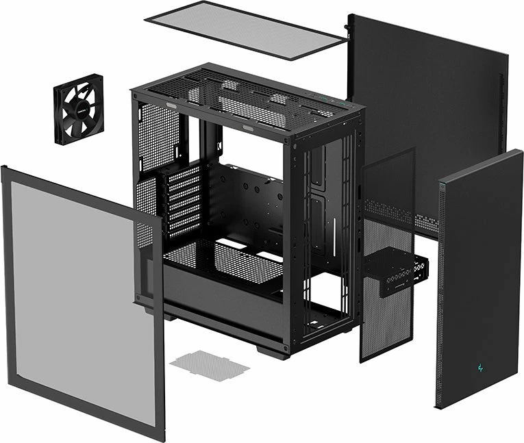Kasë Deepcool CH510 (R-CH510-BKNNE1-G-1) Midi Tower ATX/e-ATX, xham i kalitun, 2x USB 3.0, e zezë