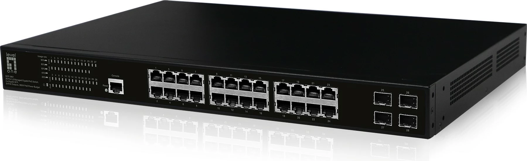 Switch LevelOne GEP-2861, L2, Gigabit Ethernet, PoE, 1U