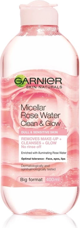 Ujë Micellar Rose Water Clean & Glow Garnier, 400 ml