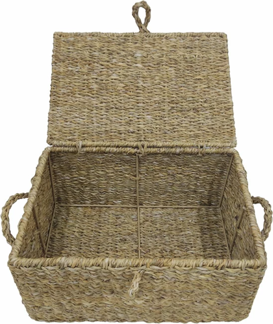 Set kuti ALMAR me kapak, 3 copë, kashtë deti, hekuri, 50x34x25cm