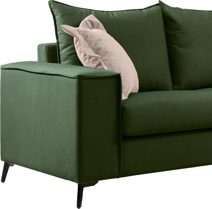 Divan dy vendesh Verona, ngjyrë e gjelbër e errët, me jastëkë krem, 173x93x100 cm