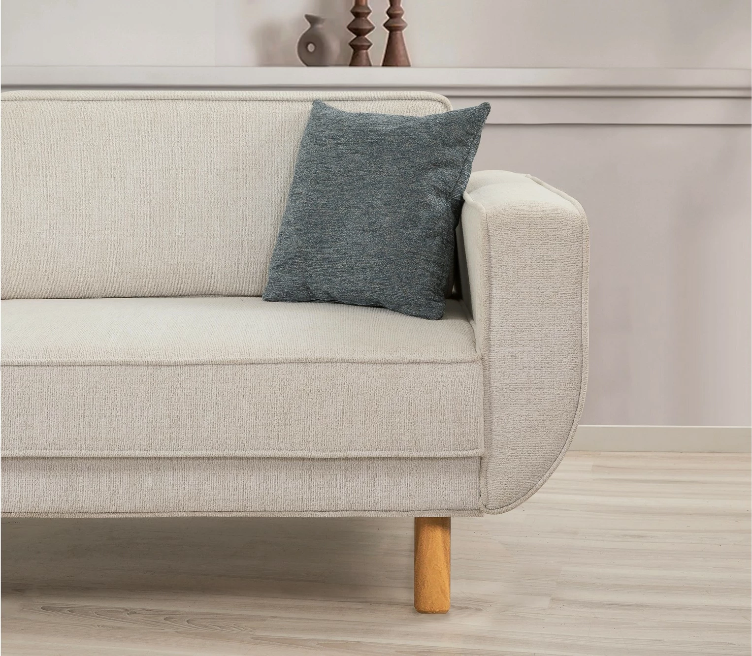 Set divan-krevat Atelier del Sofa, Larus Wood, ngjyrë lisi dhe krem