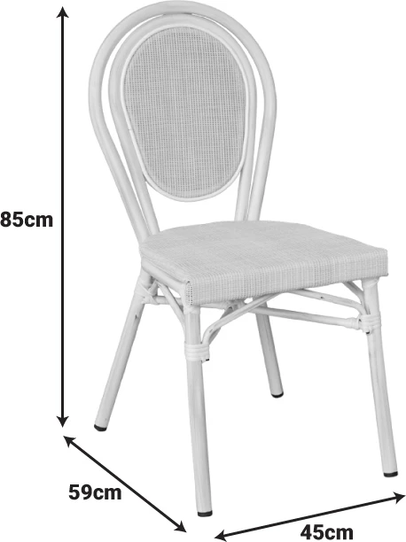 Karrige e grumbullueshme Nacia, alumin-tekstilen, e bardhë, 45x59x85cm