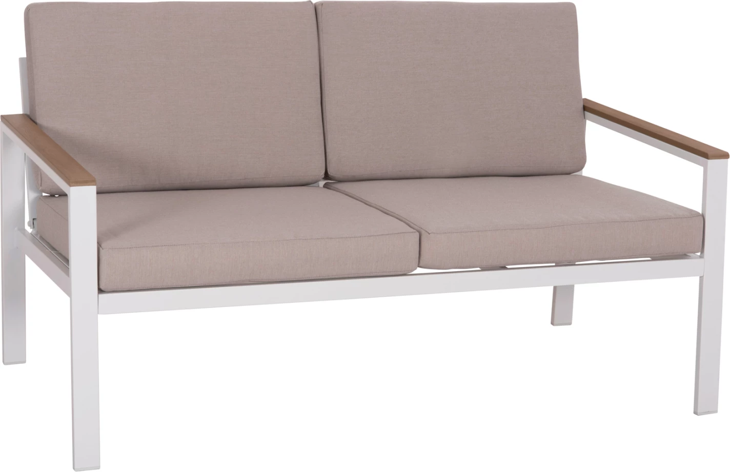Divan i jashtëm dy vendesh SAFIN, alumin i bardhë, jastëkë bezhë, FH6279.01, 140x70x77cm