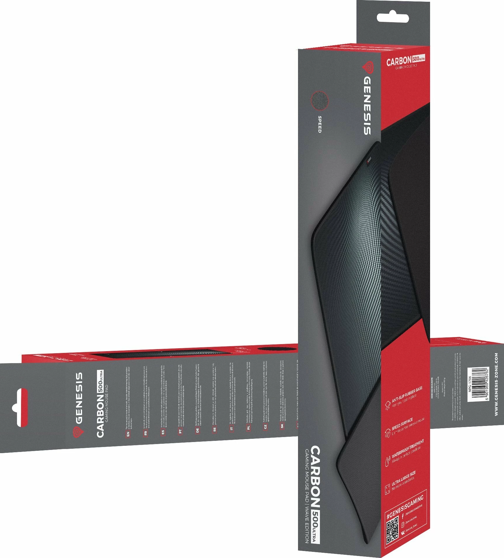 Mauspad GENESIS Carbon 500 Ultra Wave NPG-1706, XXXL 1100x450mm, 2.5mm, i zi