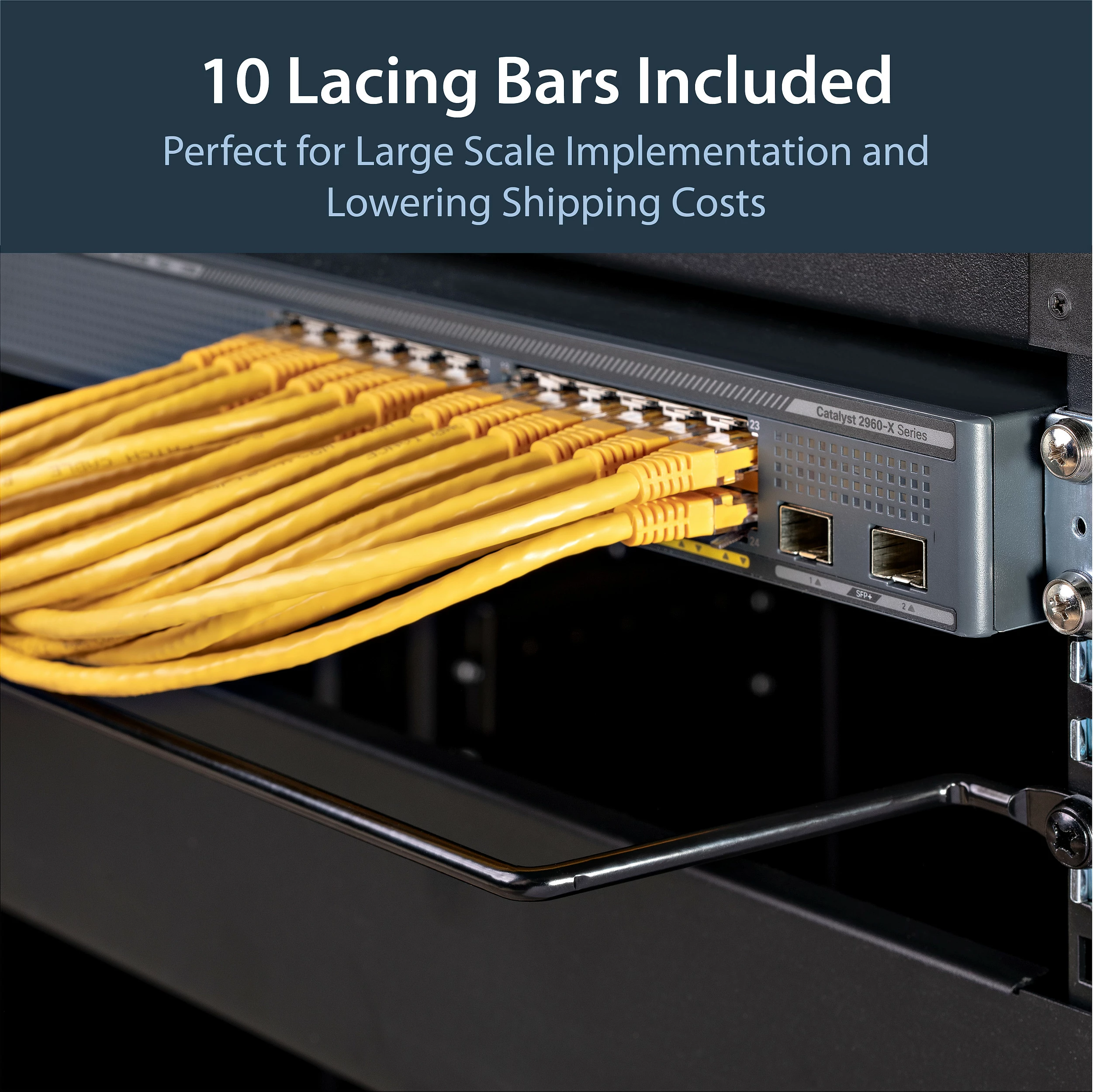 Shufër lidhëse kabllosh për rack StarTech CMLB104, 1U, offset 4", 10 copë, e zezë