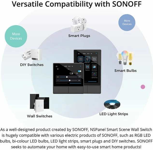 panel kontrolli smart muri SONOFF NSPanel-EU, touchscreen, termostat, WiFi, i zi
