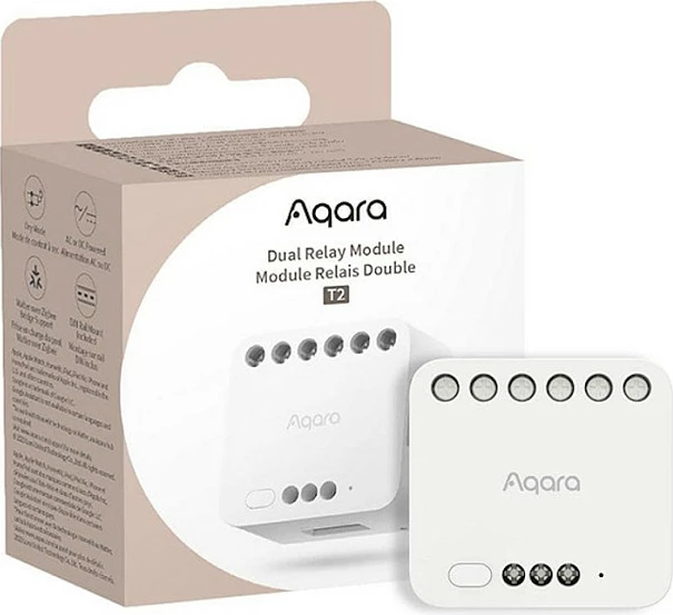 Modul rele i dyfishtë Aqara T2 DCM-K01, ZigBee, 100-250 V, i bardhë