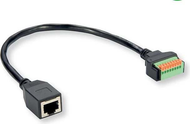 Kabllo adapter ROLINE 12.02.1172, RJ-45 femër në terminal, 0.15 m, e zezë/jeshile/portokalli