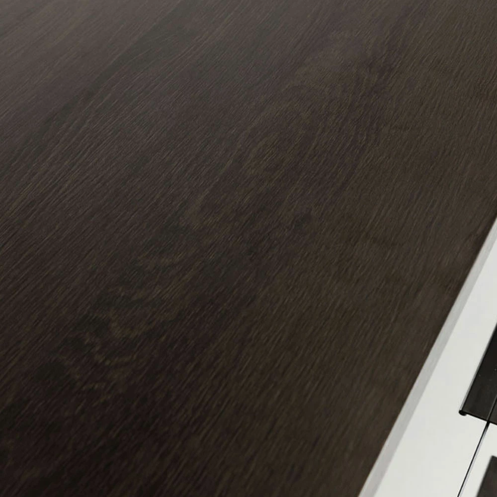 Komodë Specchio me 6 sirtarë, ngjyrë lis i zi, pasqyrë, 120x39x80