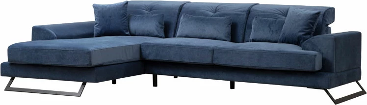 Kënd divani PWF-0575 këndi i djathtë pëlhurë blu 308/190x92cm