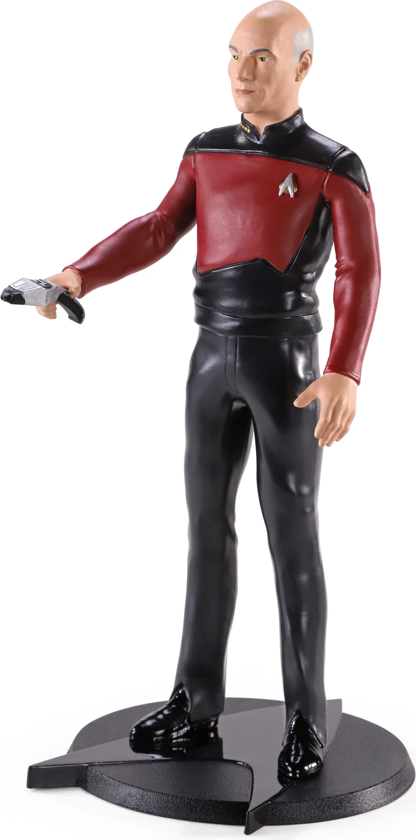 Figurinë NOBLE COLLECTION Bendyfigs Captain Jean-Luc Picard 19 cm, e pozueshme, me bazë, e kuqe/zezë