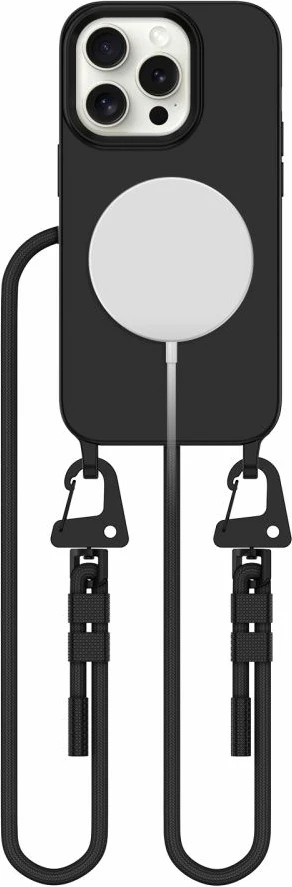 Mbështjellës Tech-Protect Magnecklace për iPhone 14 Pro, MagSafe, i zi, me litar