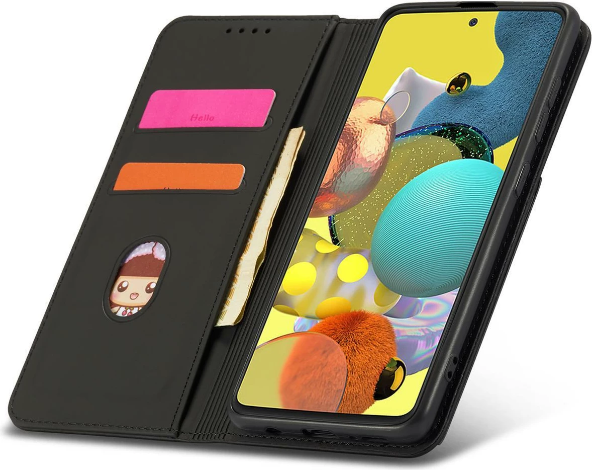 Mbështjellës Hurtel Magnet Card Case për Xiaomi Redmi Note 11, me kapak, xhepa për karta, i zi