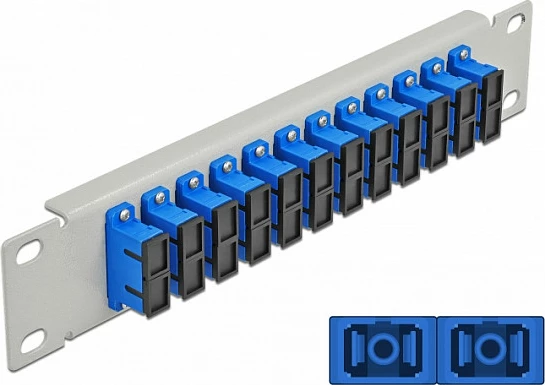 Patch panel fiber optik DeLOCK 10" 12x SC Duplex, 1U, blu/gri