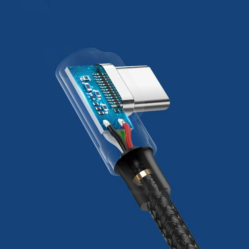 Kabllo USB-A - USB-C Ugreen 63791 2 m QC3.0 3A këndore, Gri