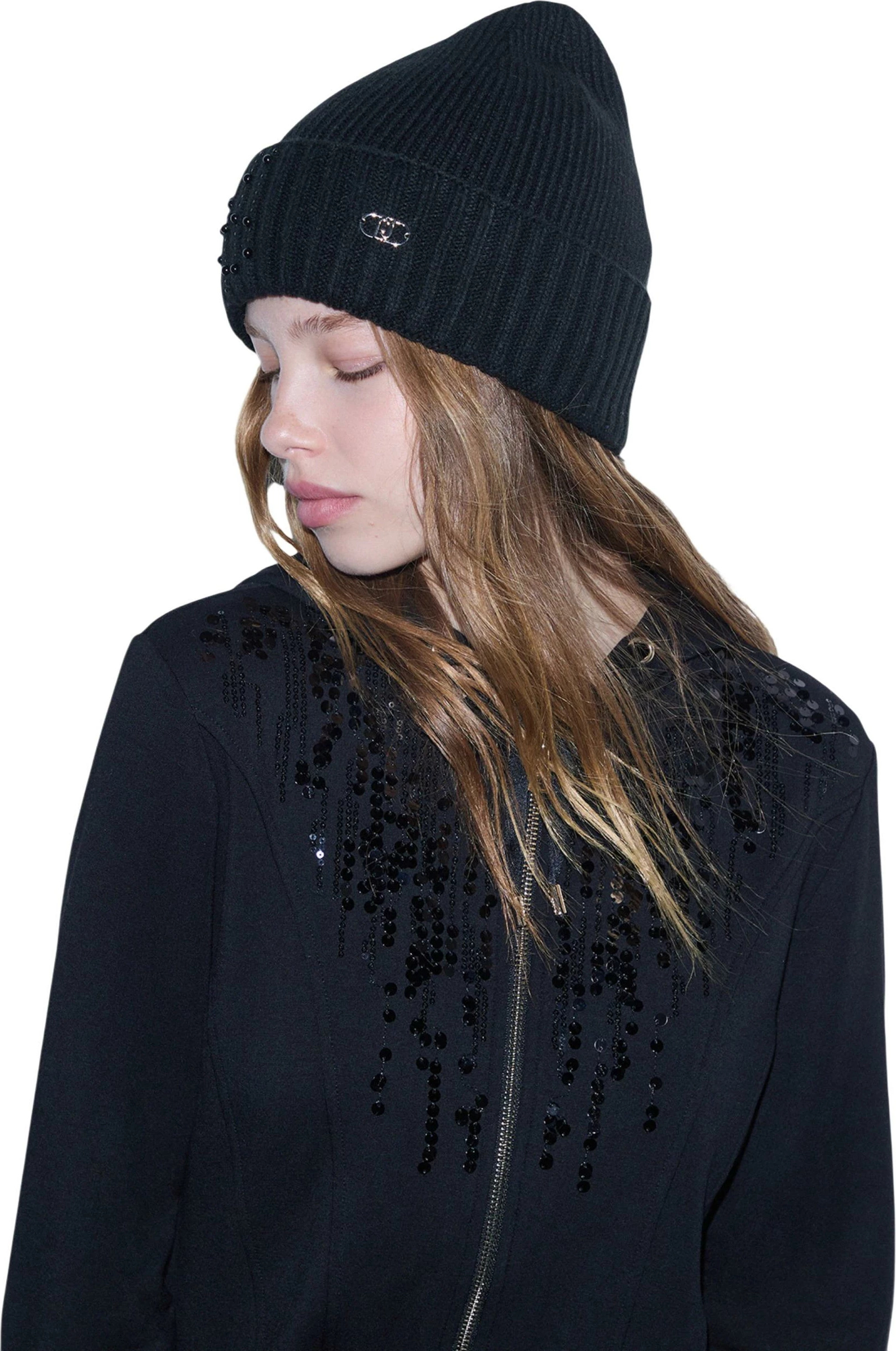 Kapelë beanie për femra Liu Jo 2F6027 MAA06, e zezë