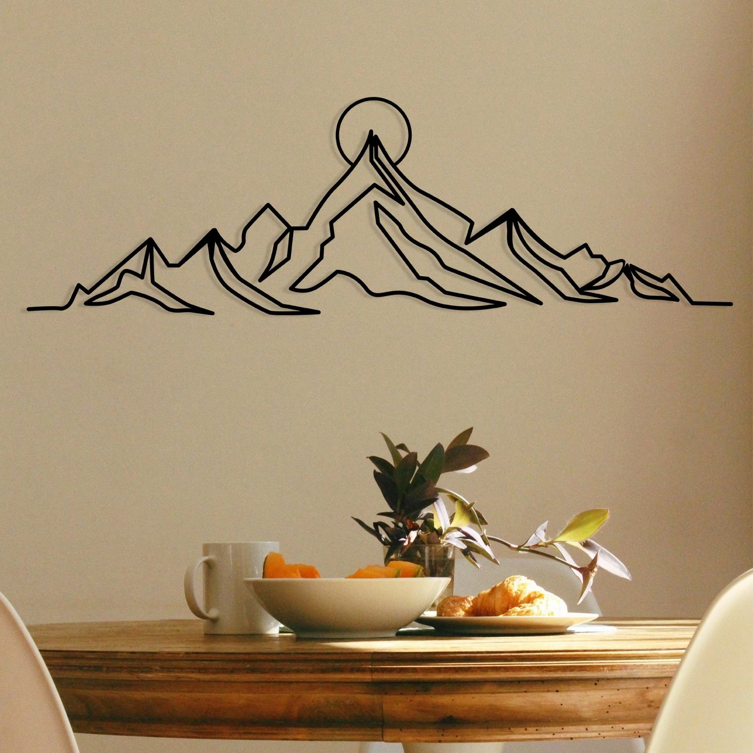 Aksesor dekorativ metalik për mur, Wallity Everest, ngjyrë e zezë, 119.5x37cm