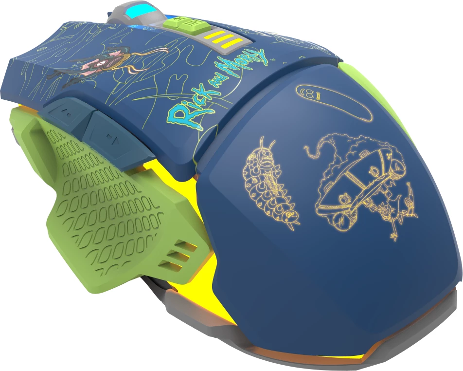 Maus gaming RGB Spawn Rick and Morty, 12800 DPI, 7 butona, USB-A me kabllo, blu