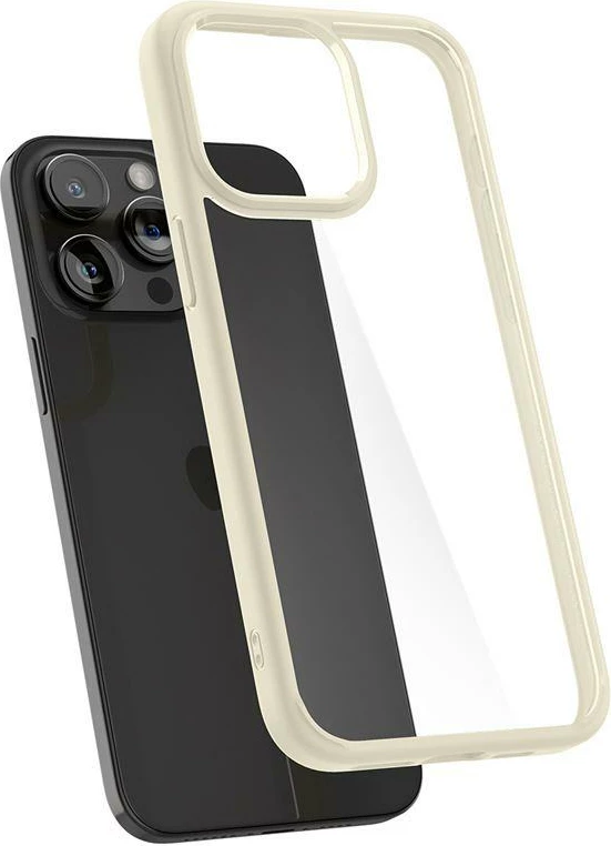Mbështjellës Spigen Crystal Hybrid për iPhone 15 Pro Max, Transparent/Bezhë