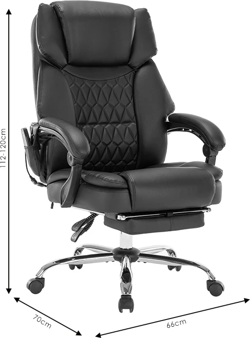 Karrige për zyre, mekanizëm premium, masazh-ngrohje, e zezë