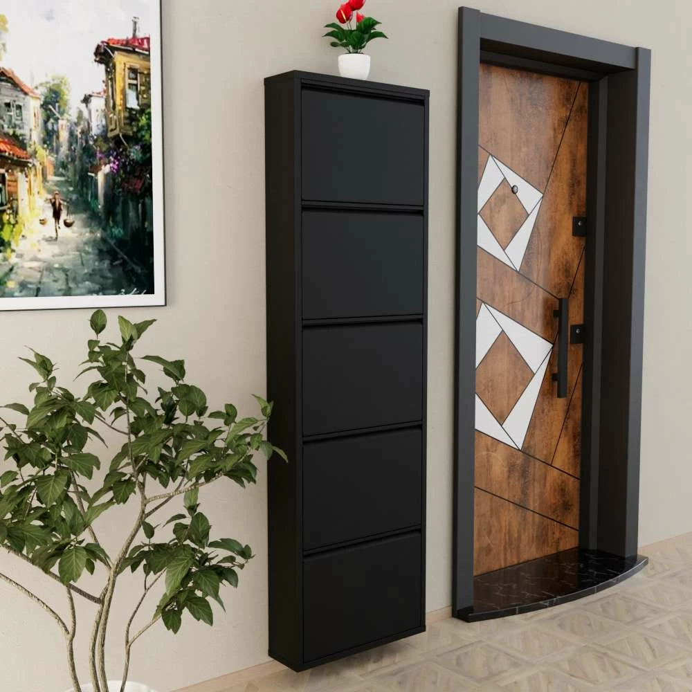 Dollap këpucësh Skye Decor, 5 pjesë, metal, i zi