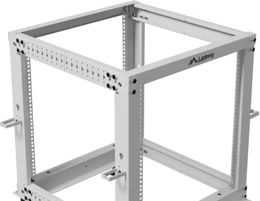 Stendë rack e hapur 19", Lanberg OR01-6112-S, 12U, thellësi e rregullueshme 576.4–1033.6 mm, 600x600 mm, gri RAL 7035