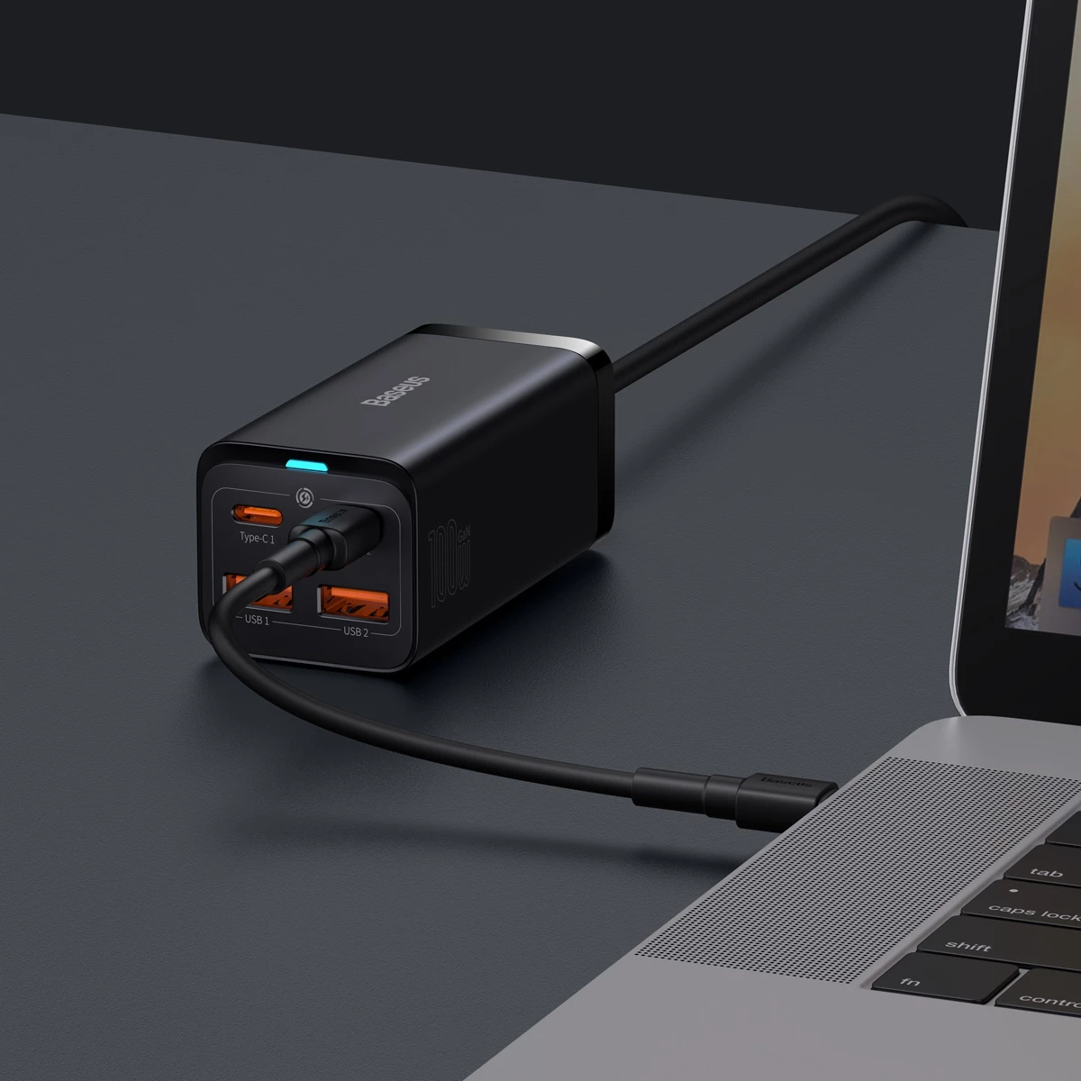 Karikues universal Baseus GaN3 Pro, 100W, 2x USB-C, 2x USB-A, i zi