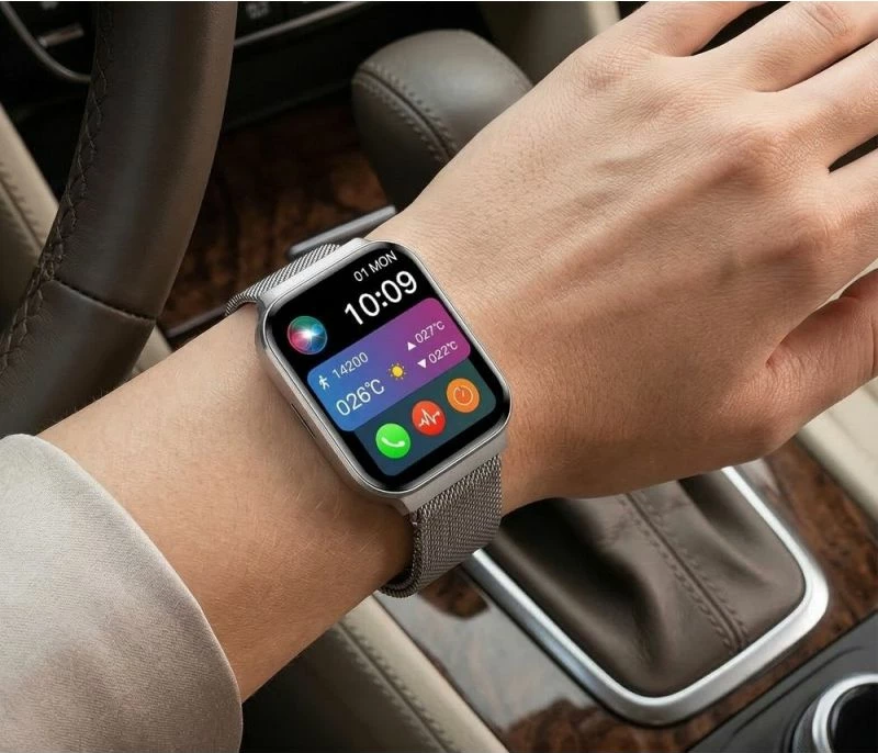 Smartwatch për femra Gravity GT44-4, rrip i bardhë + byzylyk argjendi