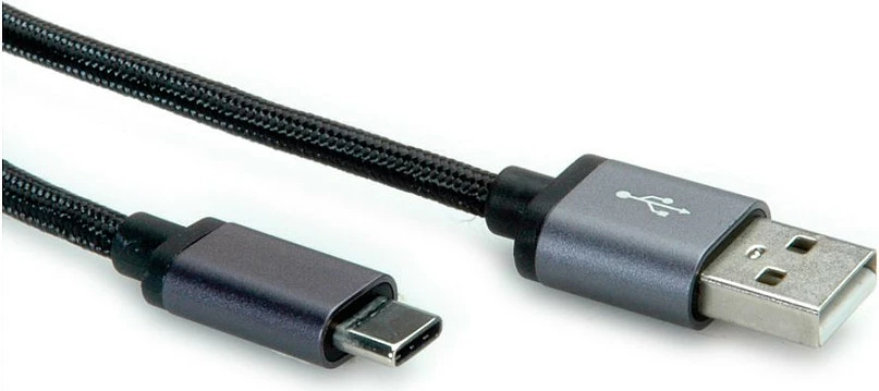 Kabllo USB ROLINE 11029027, USB-A në USB-C, 0.8 m, USB 2.0, e zezë