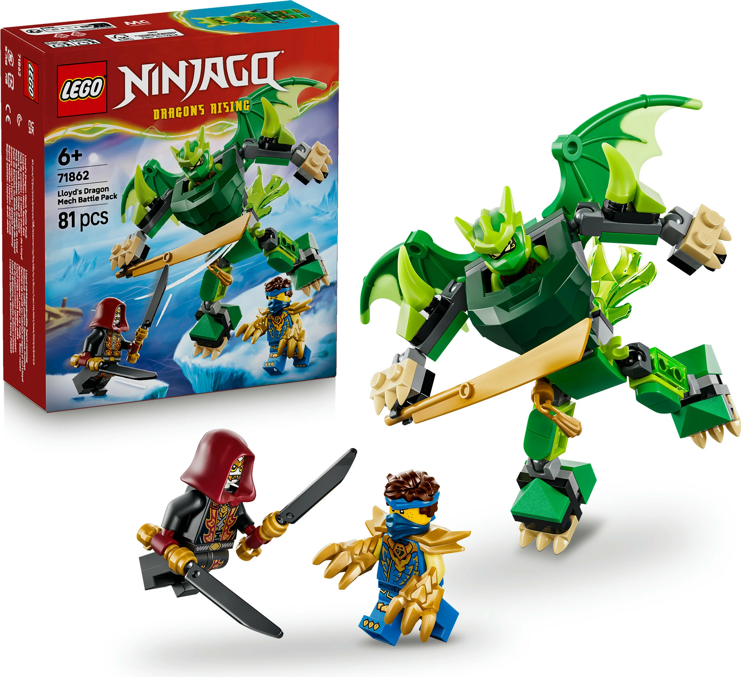 Set ndërtimi LEGO NINJAGO 71862 Lloyd's Dragon Mech Battle Pack, 81 copë, shumëngjyrësh