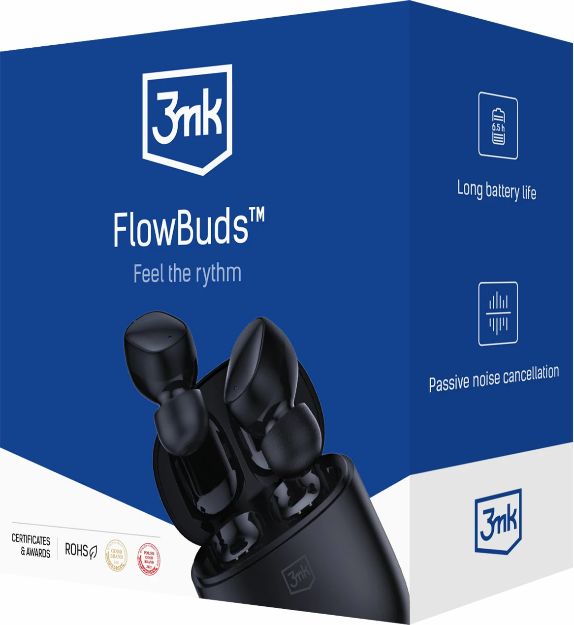 Kufje wireless 3mk FlowBuds, Bluetooth 5.3, të zeza