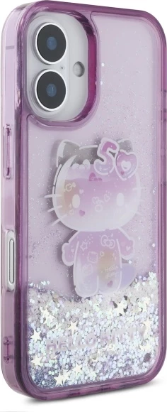 Mbështjellës Hello Kitty Liquid Glitter 50TH Anniversary Party për iPhone 16, Violet