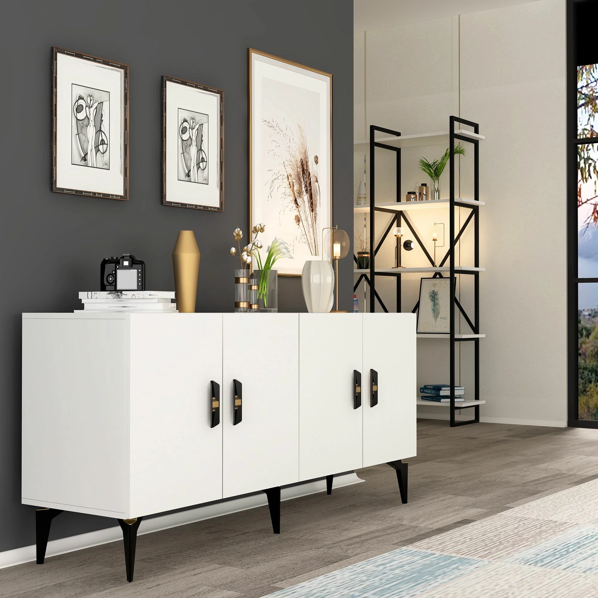 Konsol Skye Decor, ngjyrë e bardhë, Plus