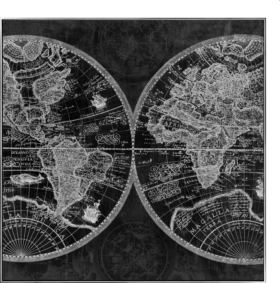 Pikturë dekorative hartë, kanavacë, dru, ngjyrë e zezë-argjend, 100x100x5cm