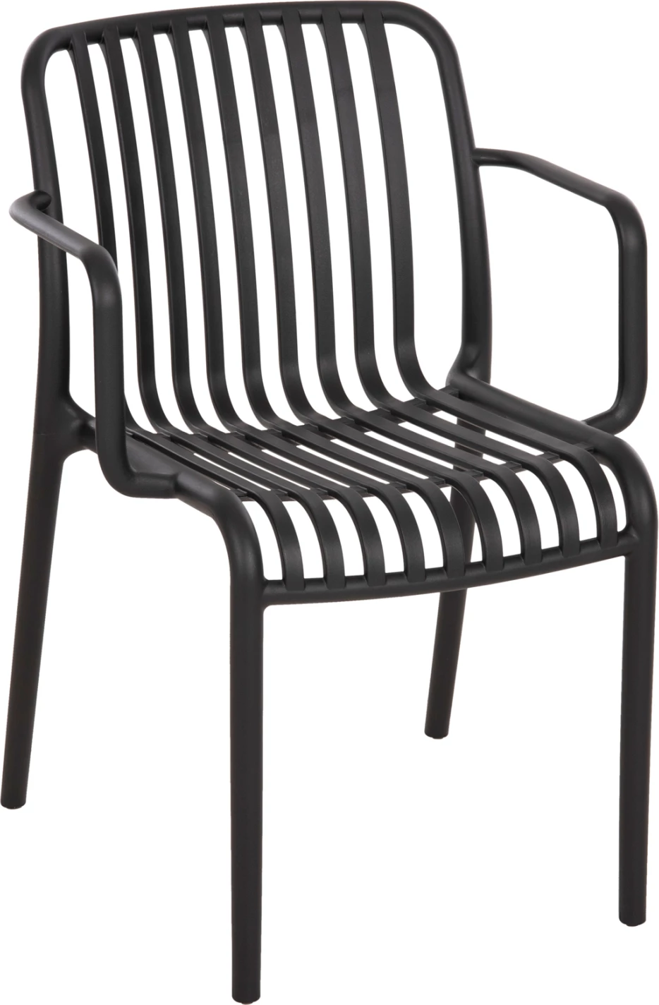 Karrige me mbështetëse CONVEE për ambiente të jashtme, Polipropilen i zi, 55×56×79 cm