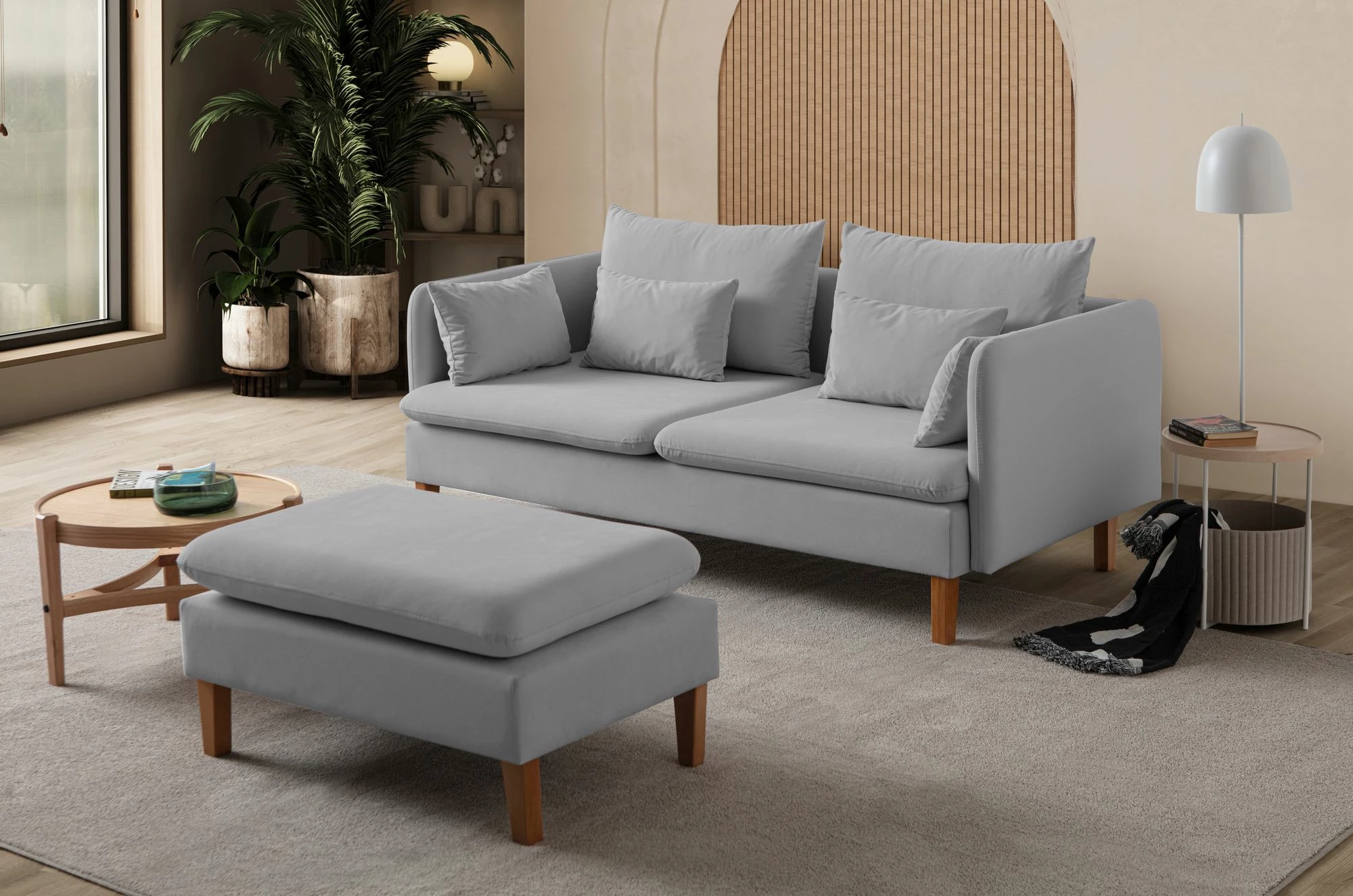 Divan treshe Flexy, Atelier del Sofa, ngjyrë gri
