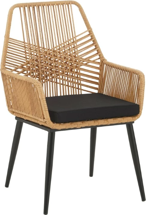 Karrige Tanish rattan natyral-këmbë metalike të zeza 58x58.5x87cm