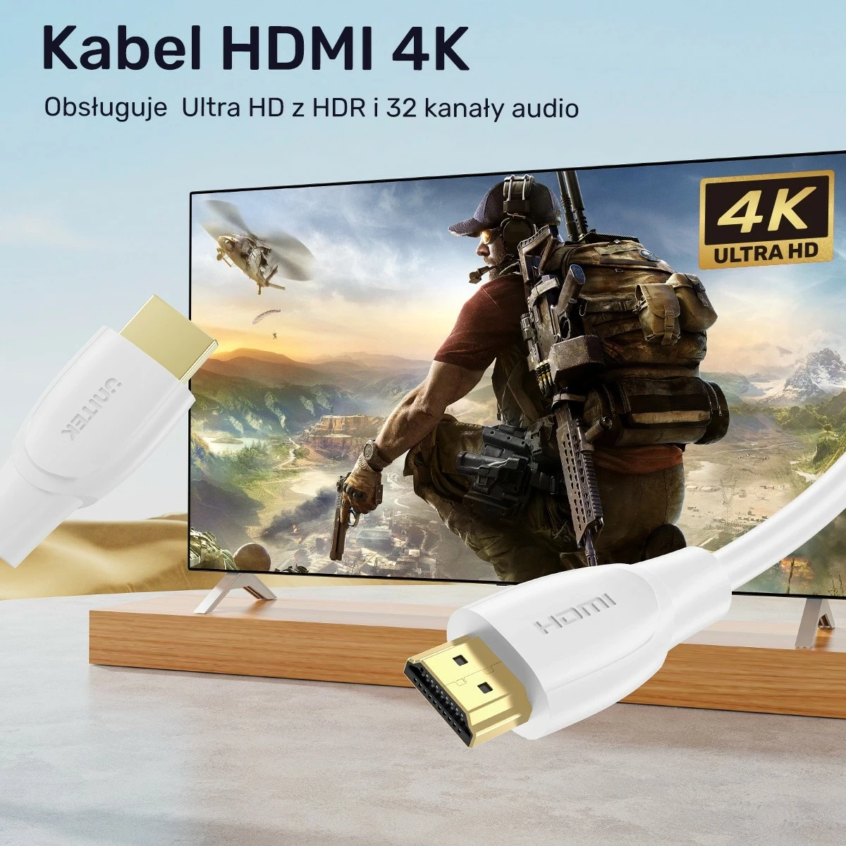 Kabëll HDMI Unitek 2.0 4K 10m i bardhë