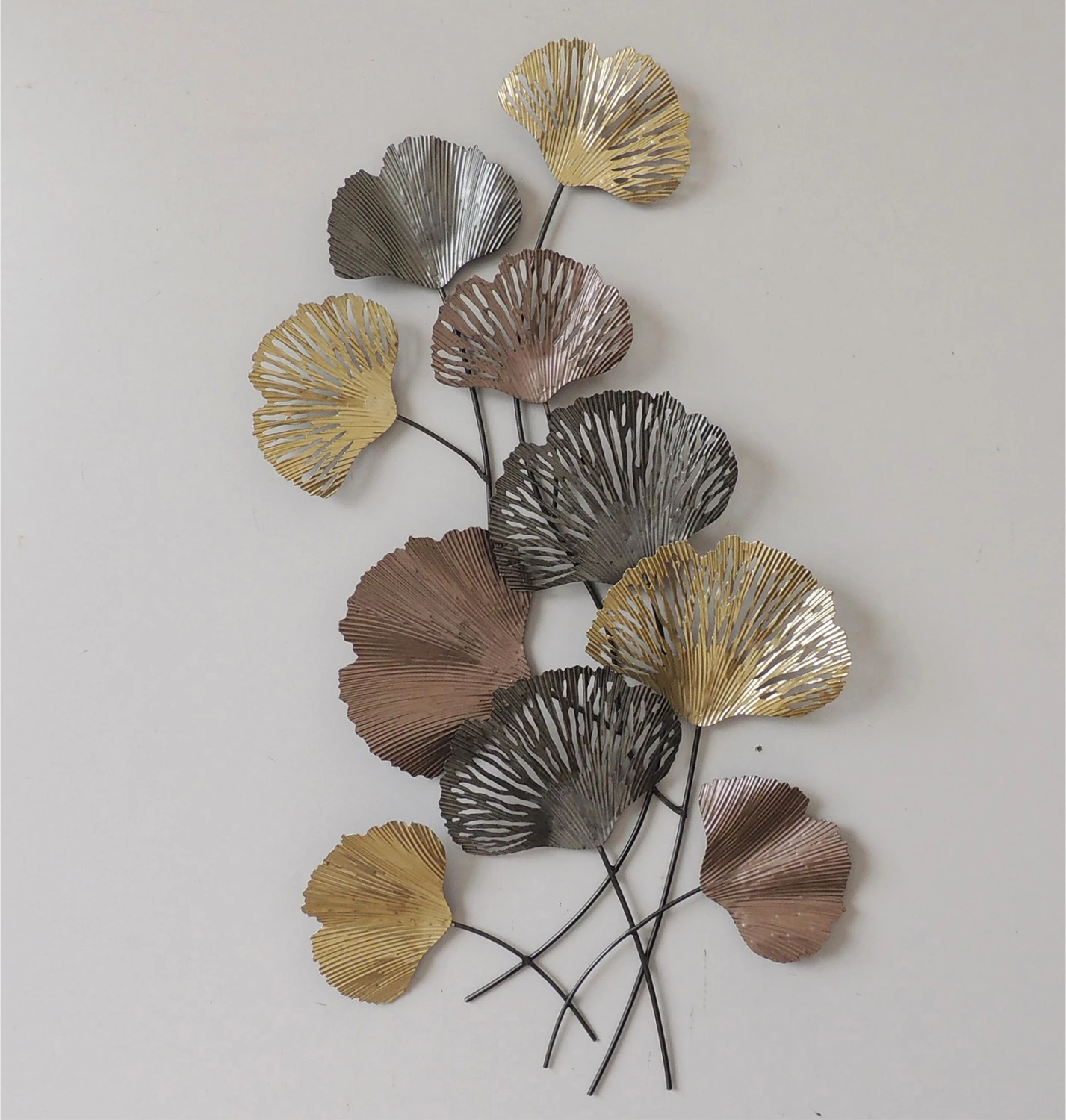 Dekor metalik për mur, ngjyrë ari, gri qymyr, bronzi, 48x5.5x90.5cm