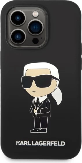 Mbështjellës Karl Lagerfeld KLHMP14XSNIKBCK për iPhone 14 Pro Max 6.7", silikon, MagSafe, zi