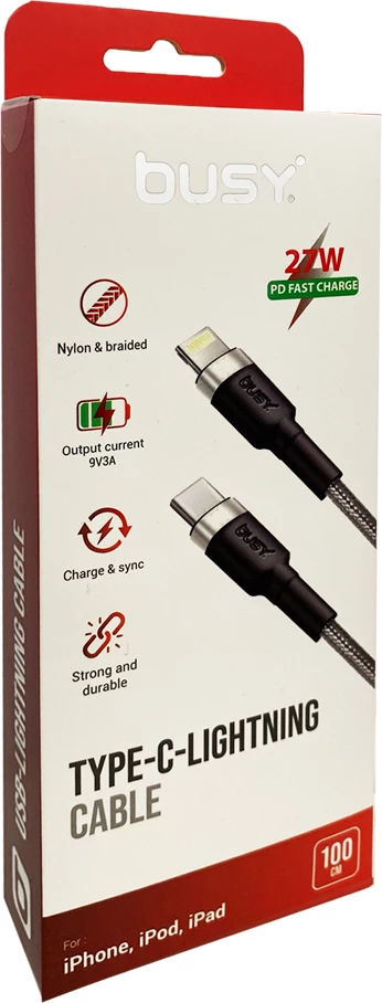 Busy Kabllo per iphone me Type C 1 m 27W Silver