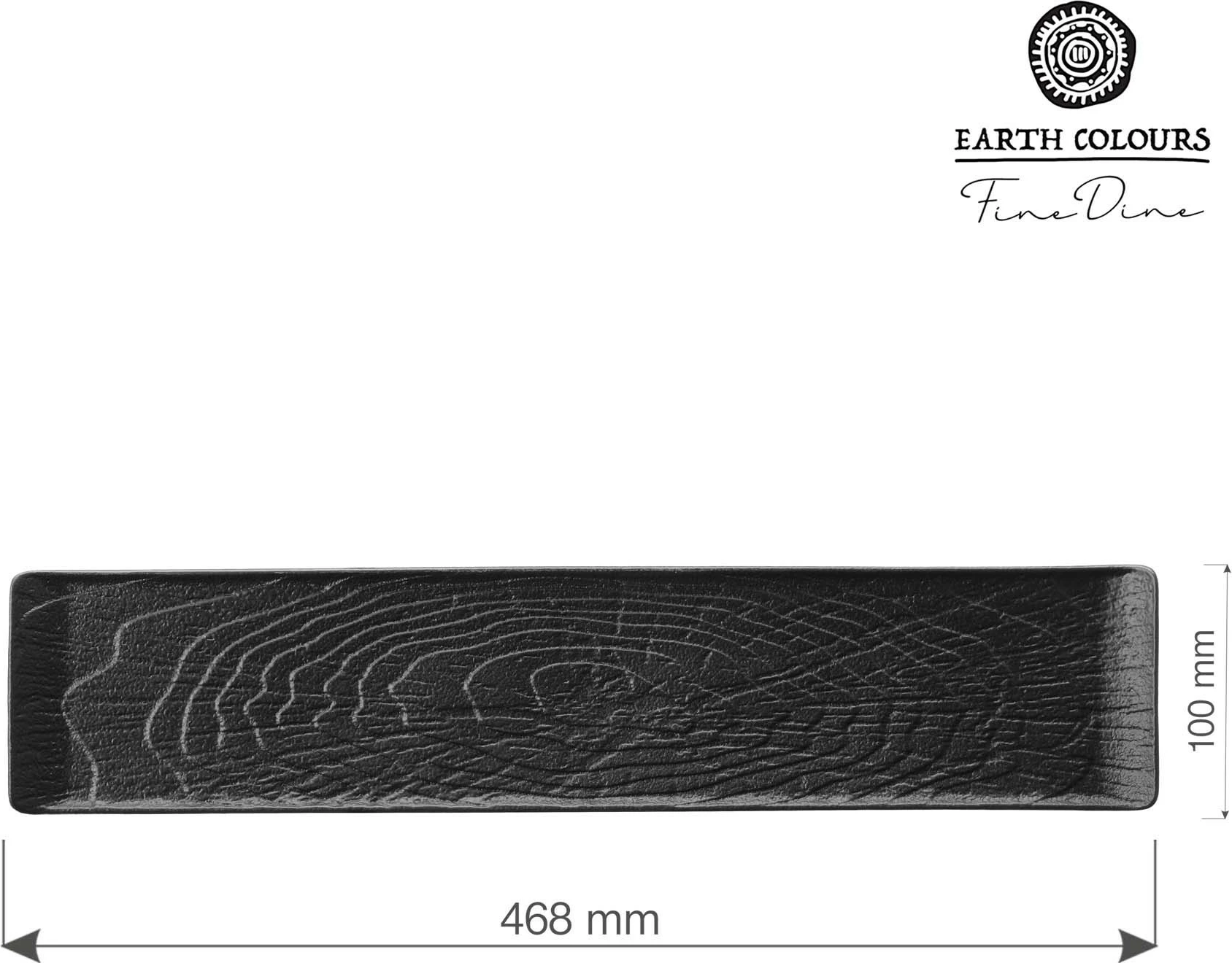 Pjatë servimi drejtkëndore Fine Dine Crust 468x100mm e zezë set 3 copë