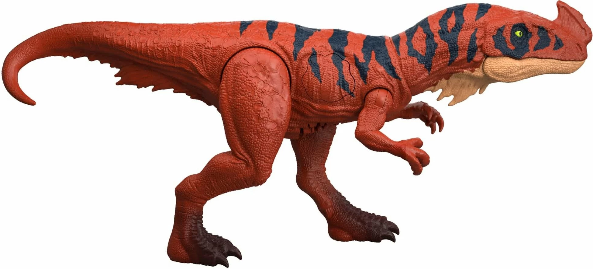 Figurinë dinosauri Mattel Jurassic World Roaring Afrowenator JKL76, 30 cm, me sulm dhe tingull, kuqe/blu