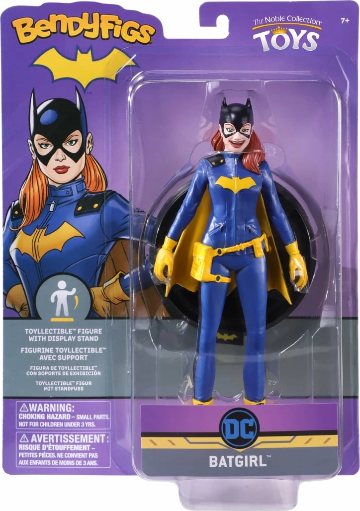 Figurinë Bendyfigs DC Batgirl (Comic) Noble Collection, 19 cm, blu/verdhe, me stand