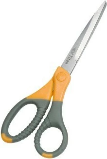 Gërshërë WEDO 9857, dorezë ergonomike, titanium, gri/verdhe