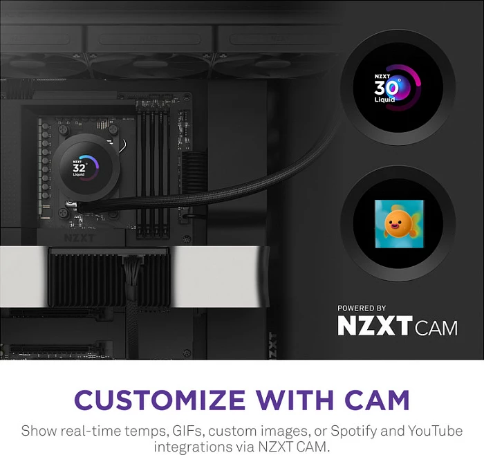 Ftohës uji AIO për CPU NZXT Kraken Plus V2 360 me ekran, RL-KN360-B2, i zi