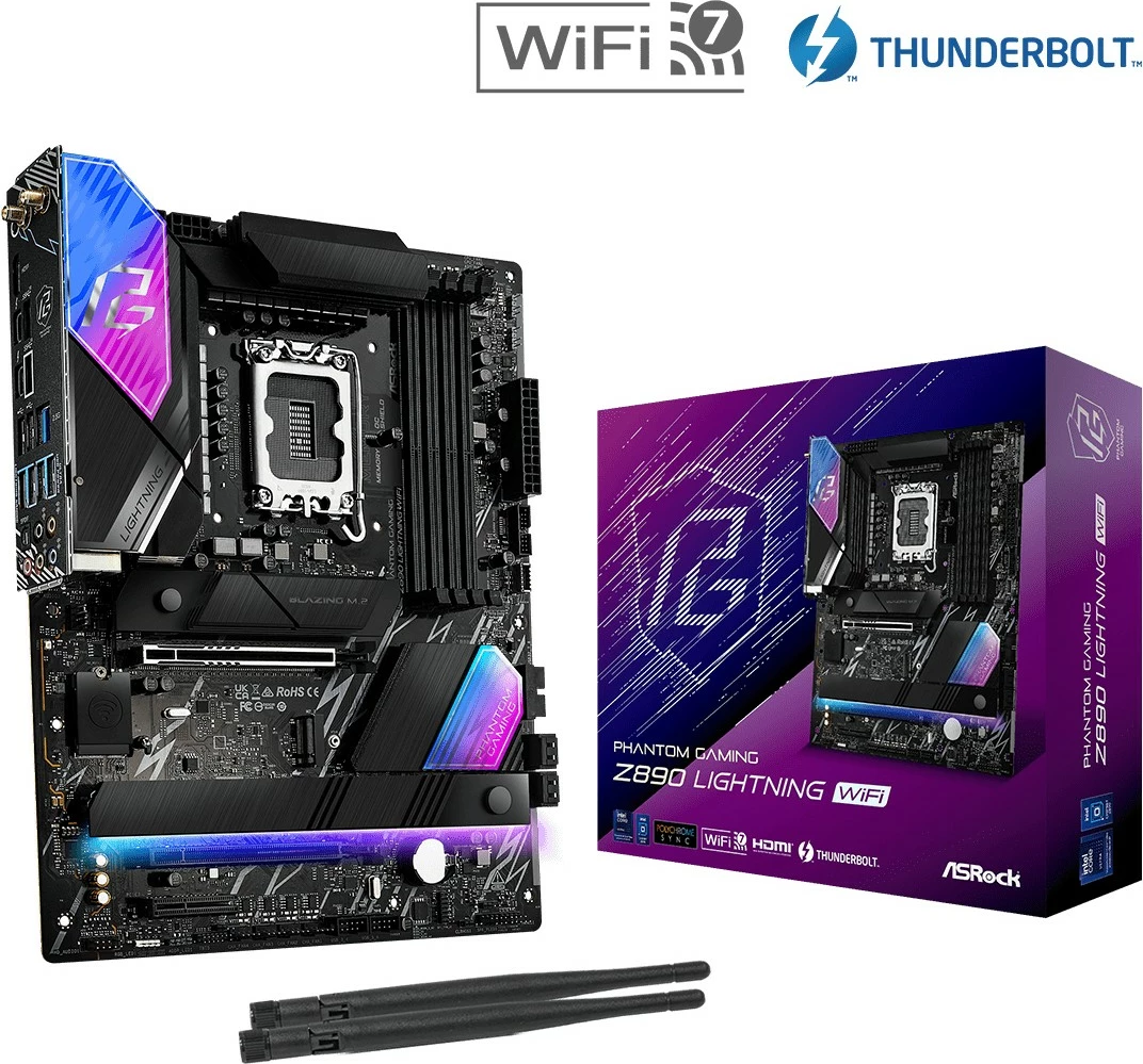Pllakë amë ASRock Z890 Lightning WiFi, Intel, LGA 1851, DDR5-SDRAM, 256 GB
